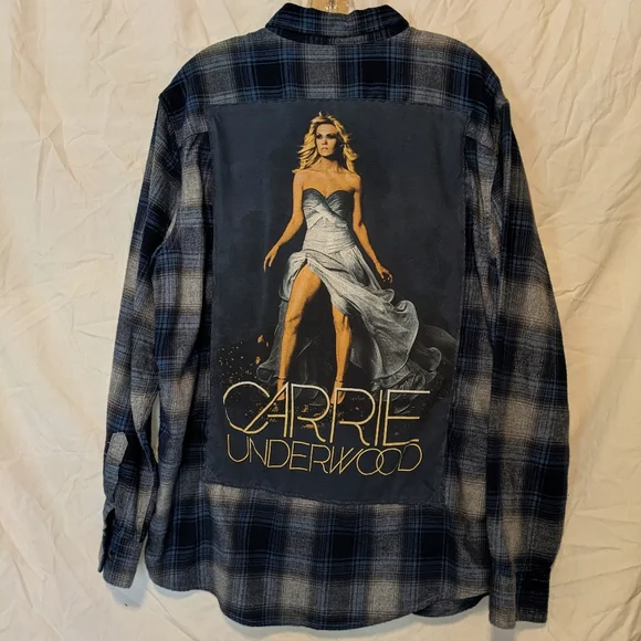 SOLD! Carrie Underwood Concert Plaid Flannel Shirt Hand Crafted Upcycled - Picture 7 of 10